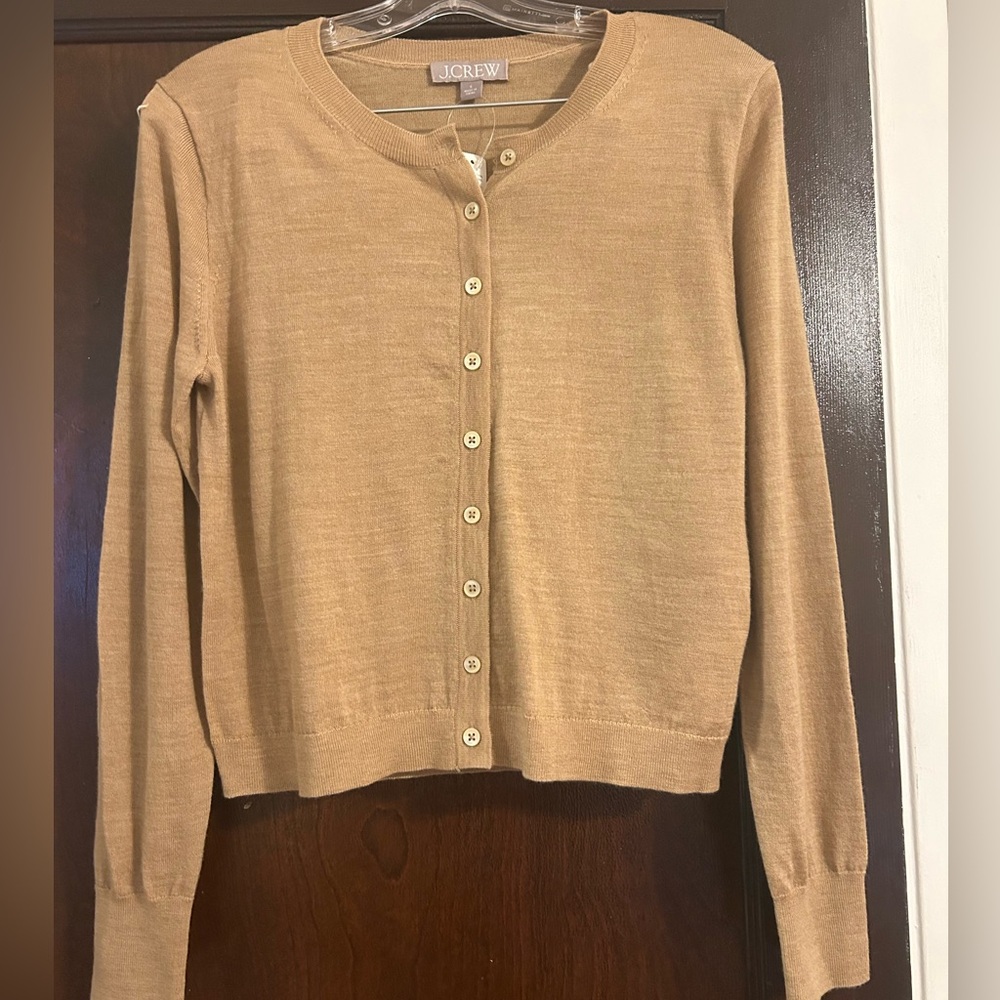 J. Crew Sweater Women’s small Beige Cardigan Button Up Long Sleeve Merino wool